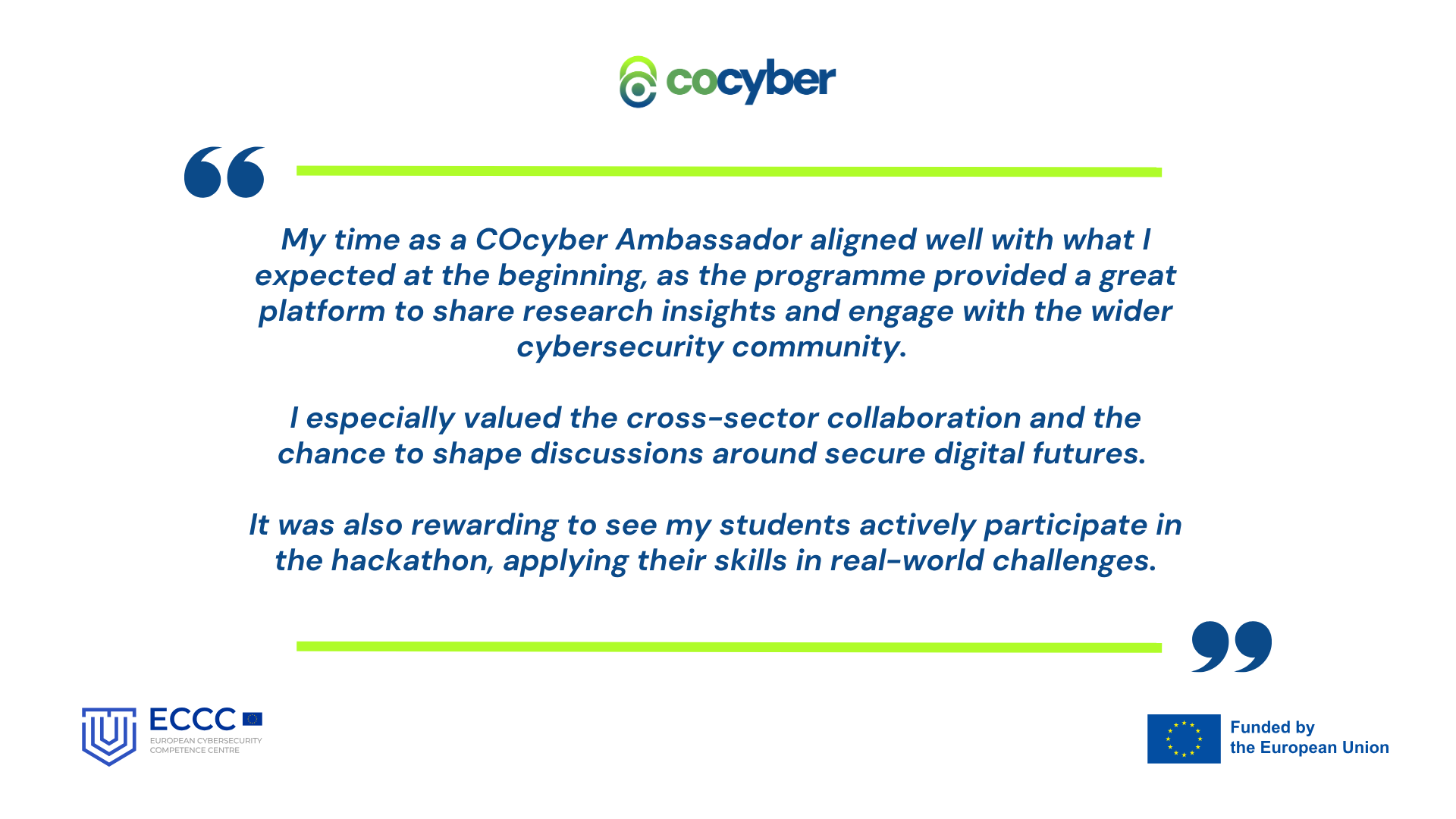 image with COCyber ambassadors Batch 1 quote