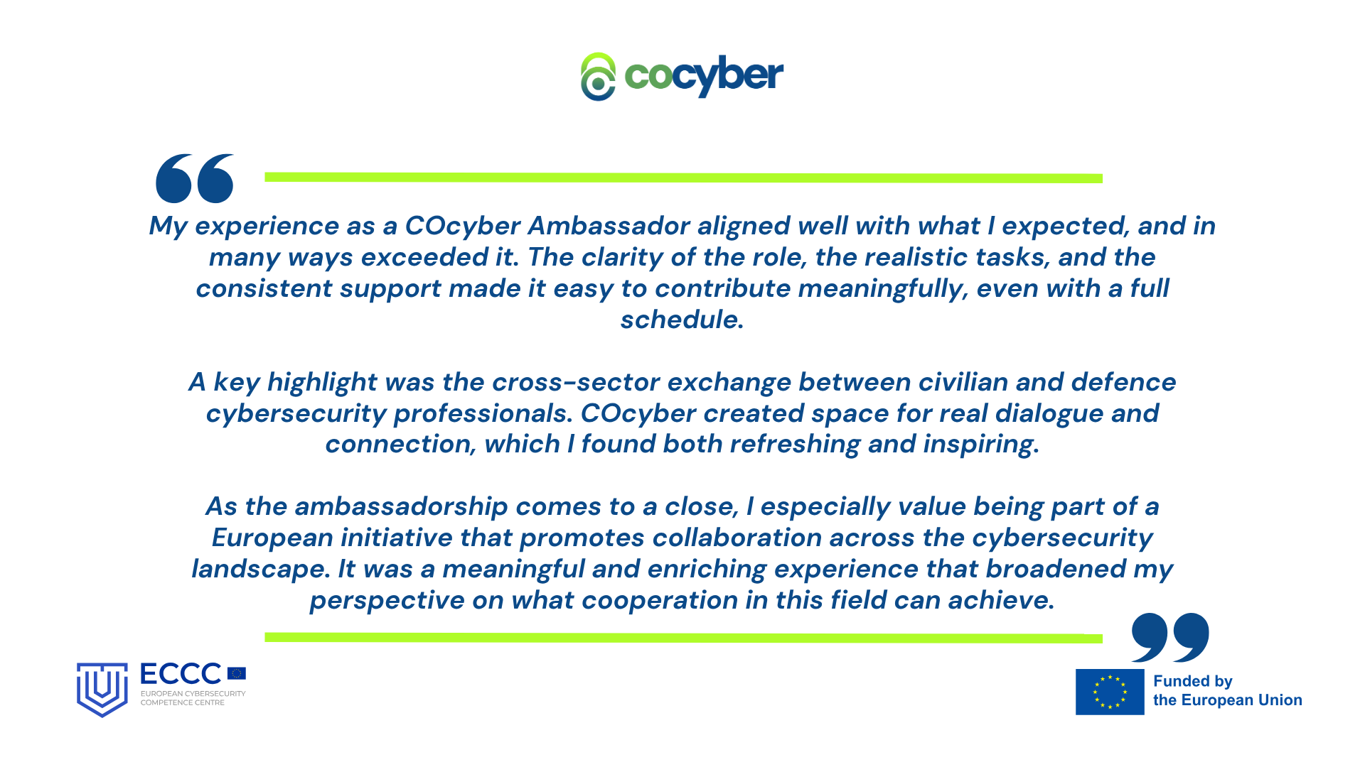 image with a quote of a COcyber Batch 1 Ambassador, Stella Tsitsoula