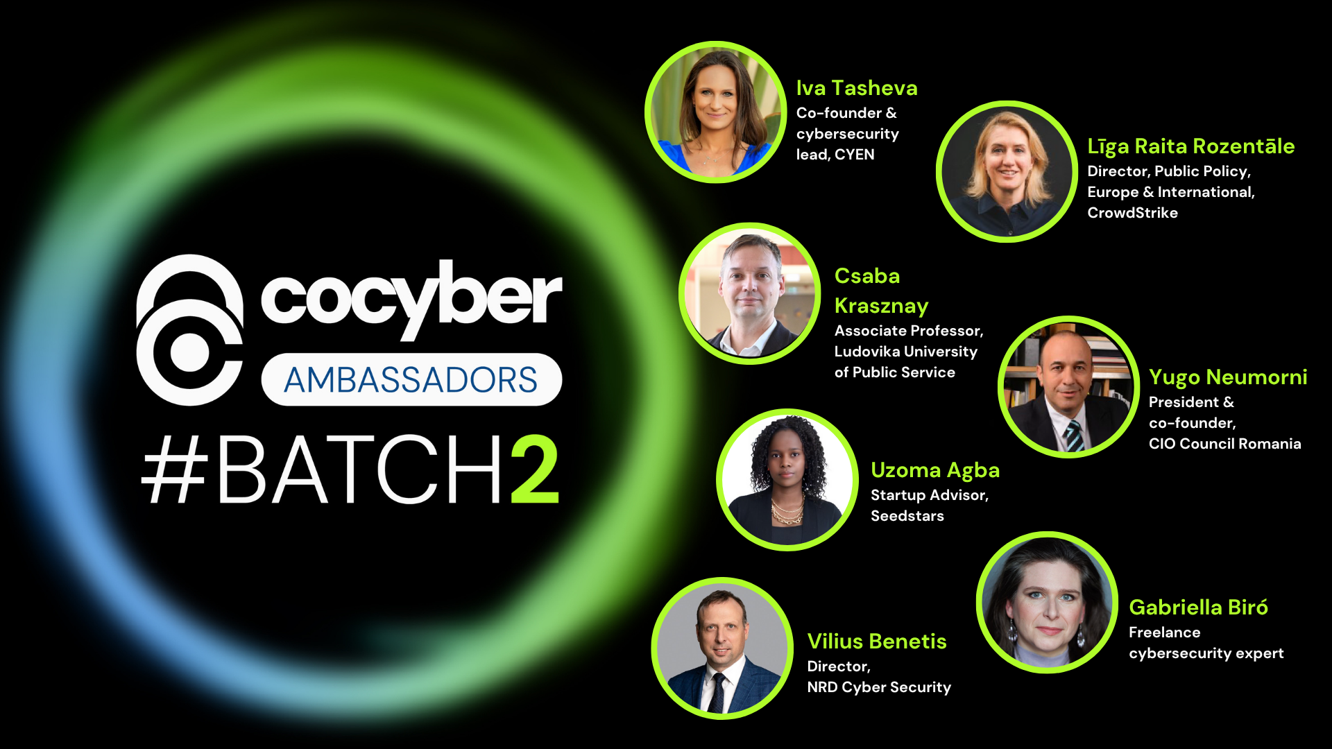 COcyber Batch 2 Ambassadors: logo, writing, names and pictures