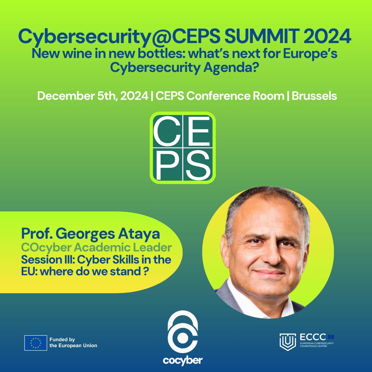 Photo informing of upcoming conference in Brussels with prof. Georges Ataya