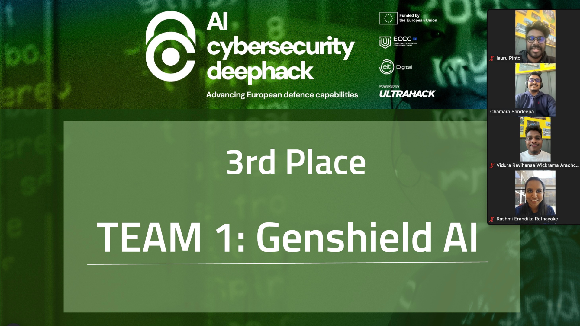 Photo of the third place, Team 1: GENSHIELD AI