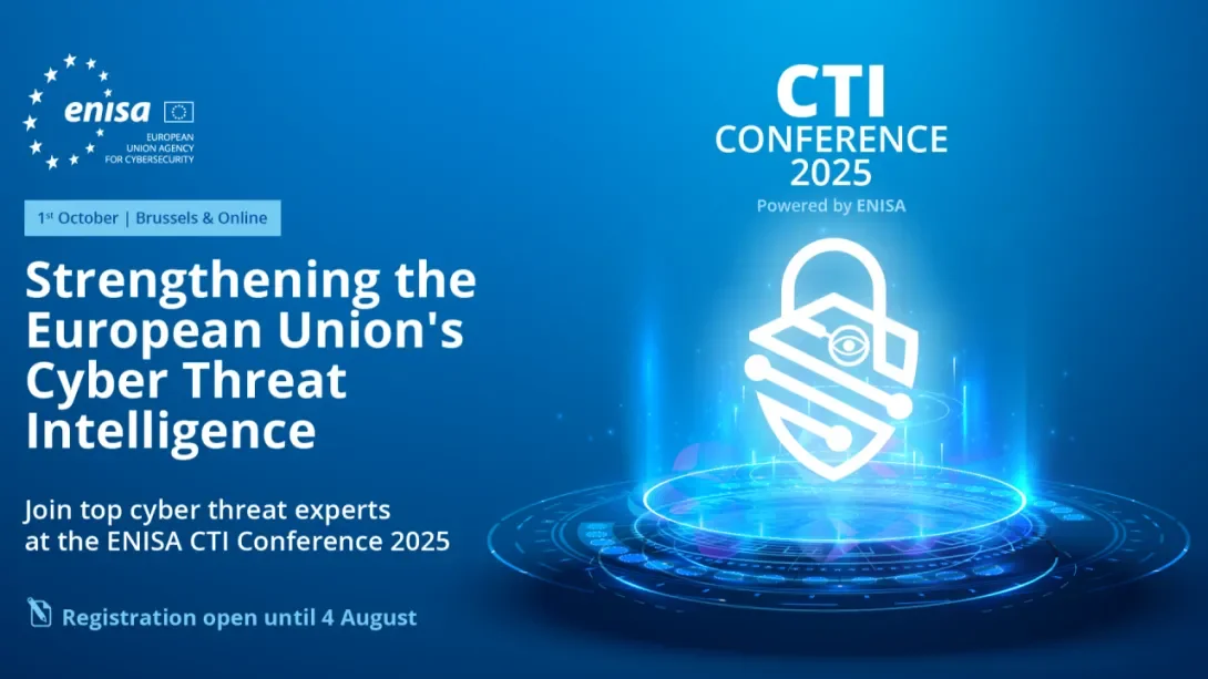 bluen background image with ENISA conference title and logo