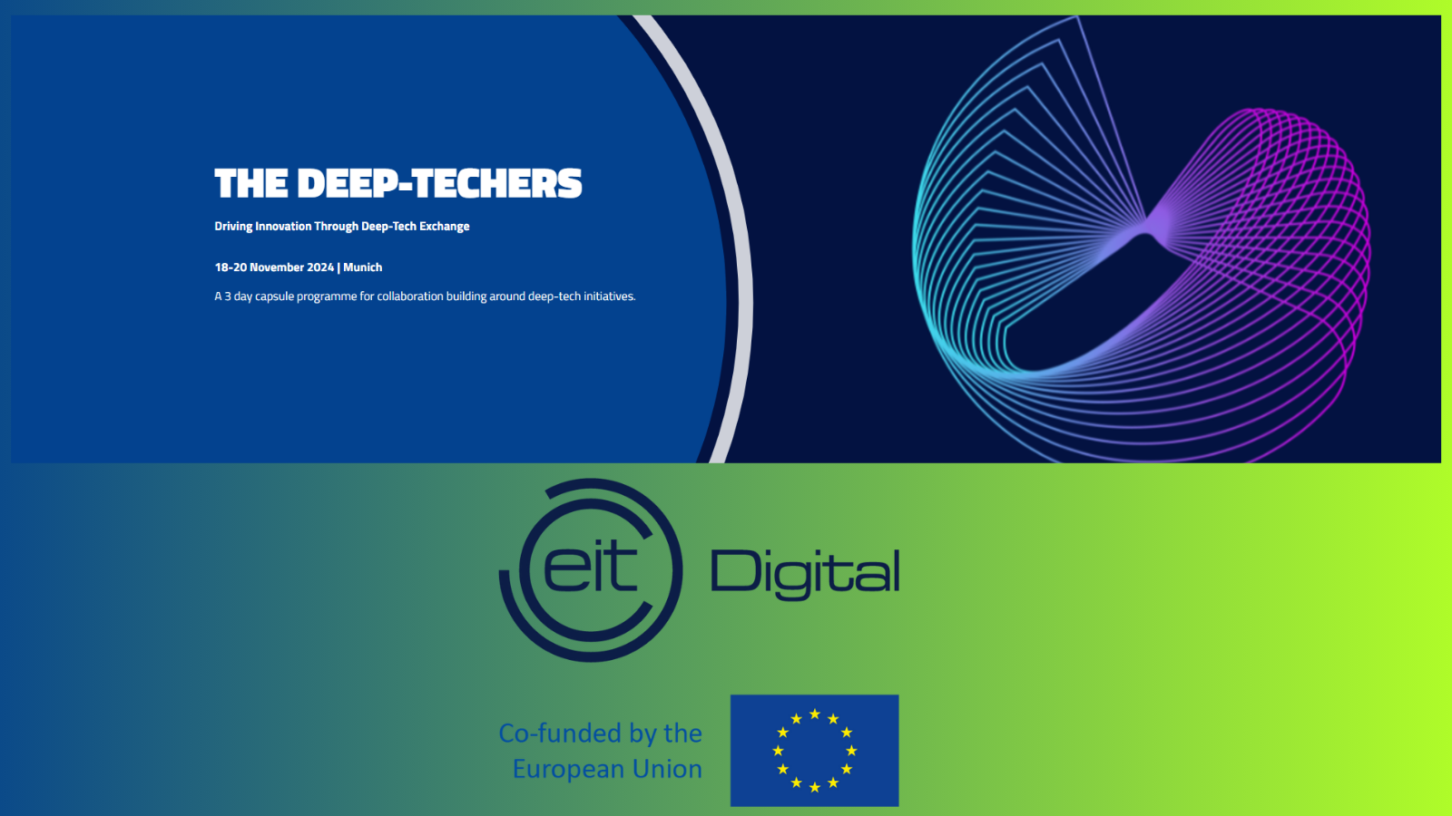 Event banner for the EITD Deep Tech Event, featuring a blue-toned design with digital patterns