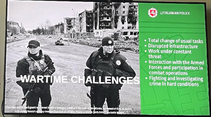 Photo highlighting the wartime challenges faced by the police in Vilnius, Lithuania
