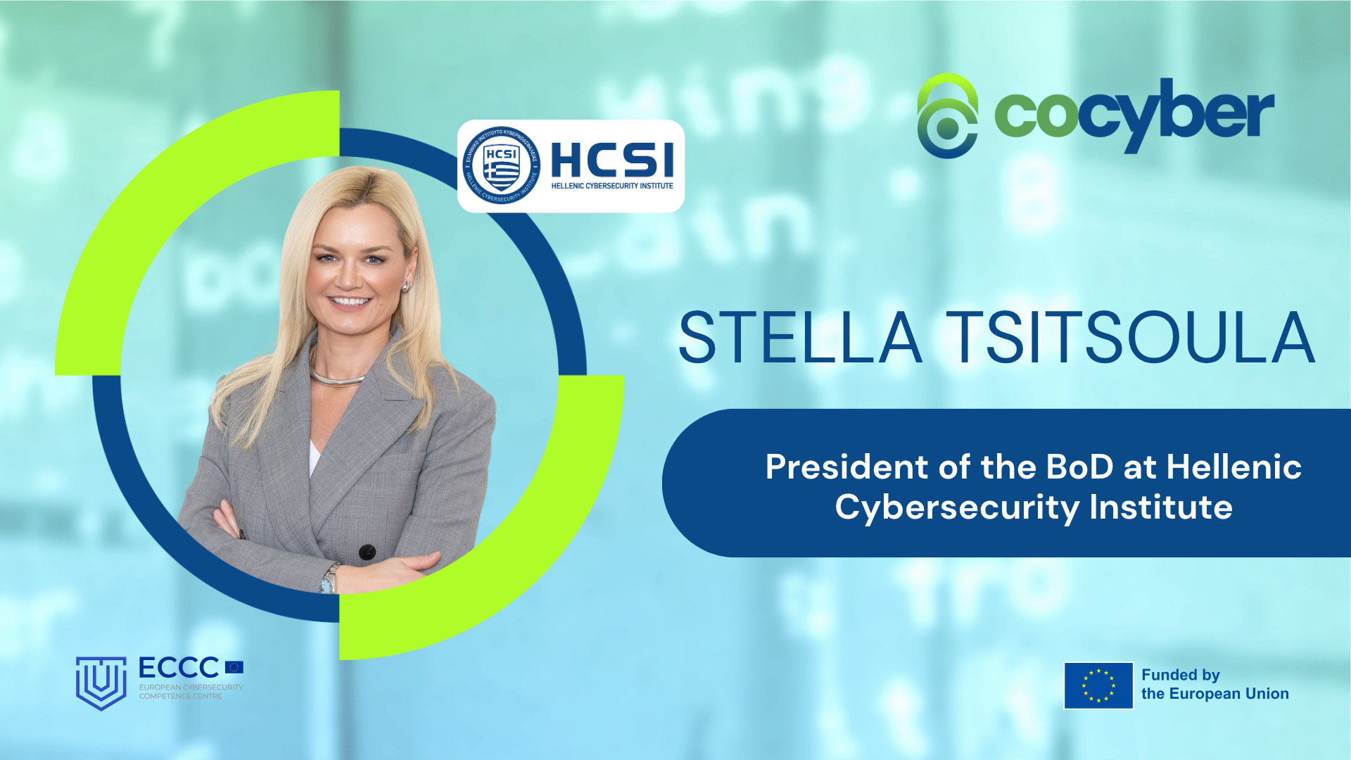 image with writing and picture of a COcyber Batch 1 Ambassador, Stella Tsitsoula